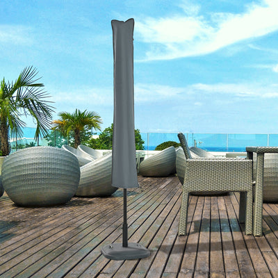 Outsunny Parasol Cover, Cantilever Umbrella Cover, Banana Umbrella Cover with Zipper for Outdoor Garden, Patio, Grey 