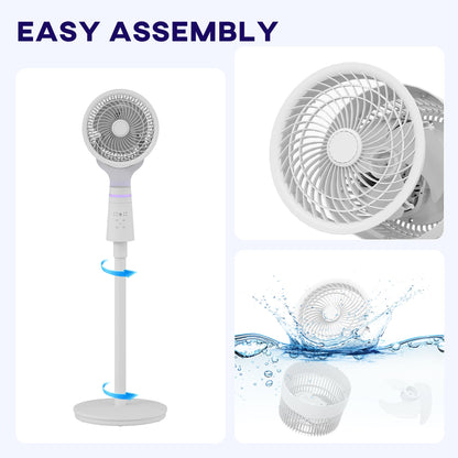 HOMCOM Pedestal Air Circulation Fan with Oscillating, Light Off, White 