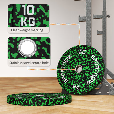 SPORTNOW Olympic Weight Plates Set, Solid Rubber Bumper Plates Weights Discs with 2"/5cm Holes, for Home Gym Weight Lifting Strength Training, 2 x 10kg 