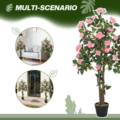 HOMCOM Set of Two Faux Rose Plants, with Pots 