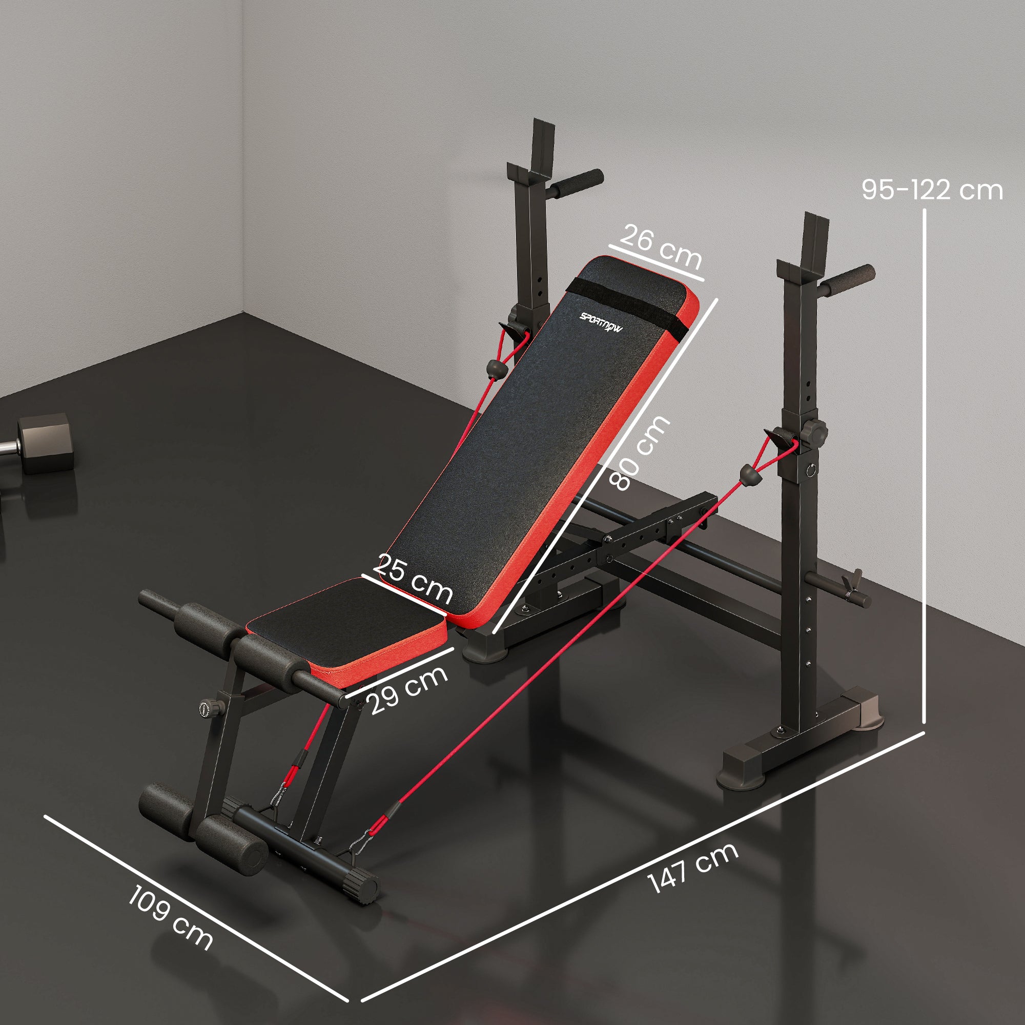 SPORTNOW Adjustable Weight Bench with Squat Rack and Dip Stand 