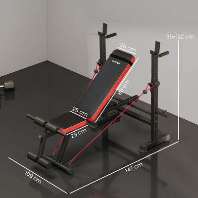 SPORTNOW Adjustable Weight Bench with Squat Rack and Dip Stand 