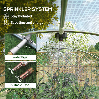 Outsunny Sprinkler System Polytunnel Greenhouse, 3 x 2m, Green 