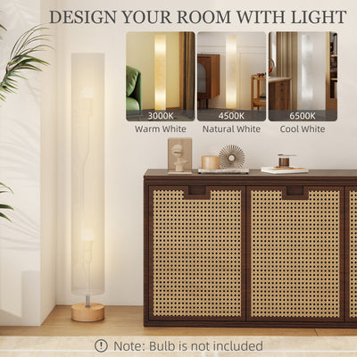 HOMCOM LED Floor Lamp for Living Room, 120cm Modern Standing Lamp with 3000K/4500K/6500K Colour Temperatures, Linen Shade and Wooden Base, Grey 
