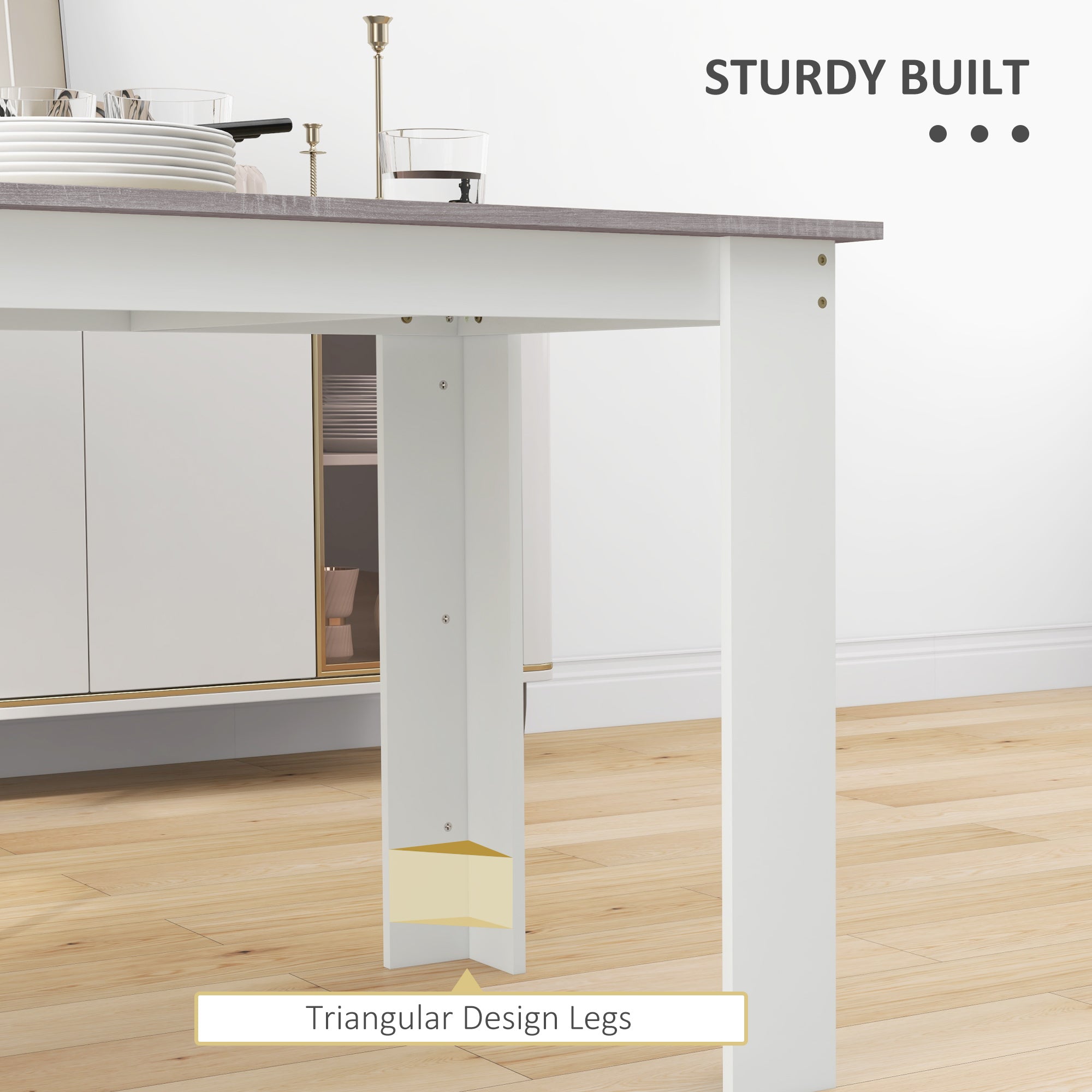 HOMCOM Dining Table for 4-6 People, Kitchen Table with Wood Effect for Dining Room, Grey 