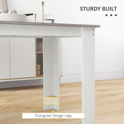 HOMCOM Dining Table for 4-6 People, Kitchen Table with Wood Effect for Dining Room, Grey 