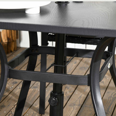 Outsunny Five-Piece Garden Dining Set, with Rattan Seat Chairs and Cushions - Black 