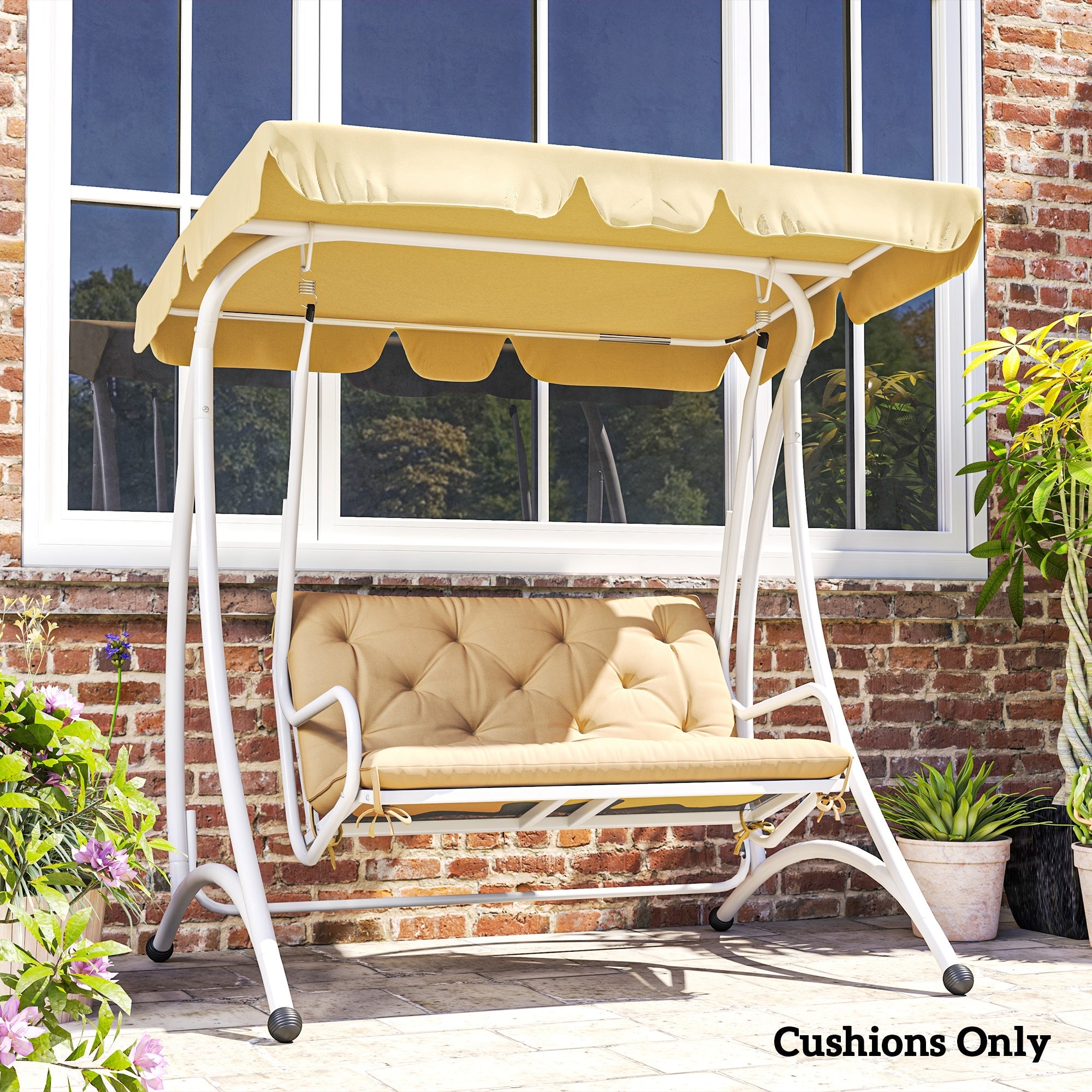 Outsunny Two-Seater Bench Cushion - Khaki 