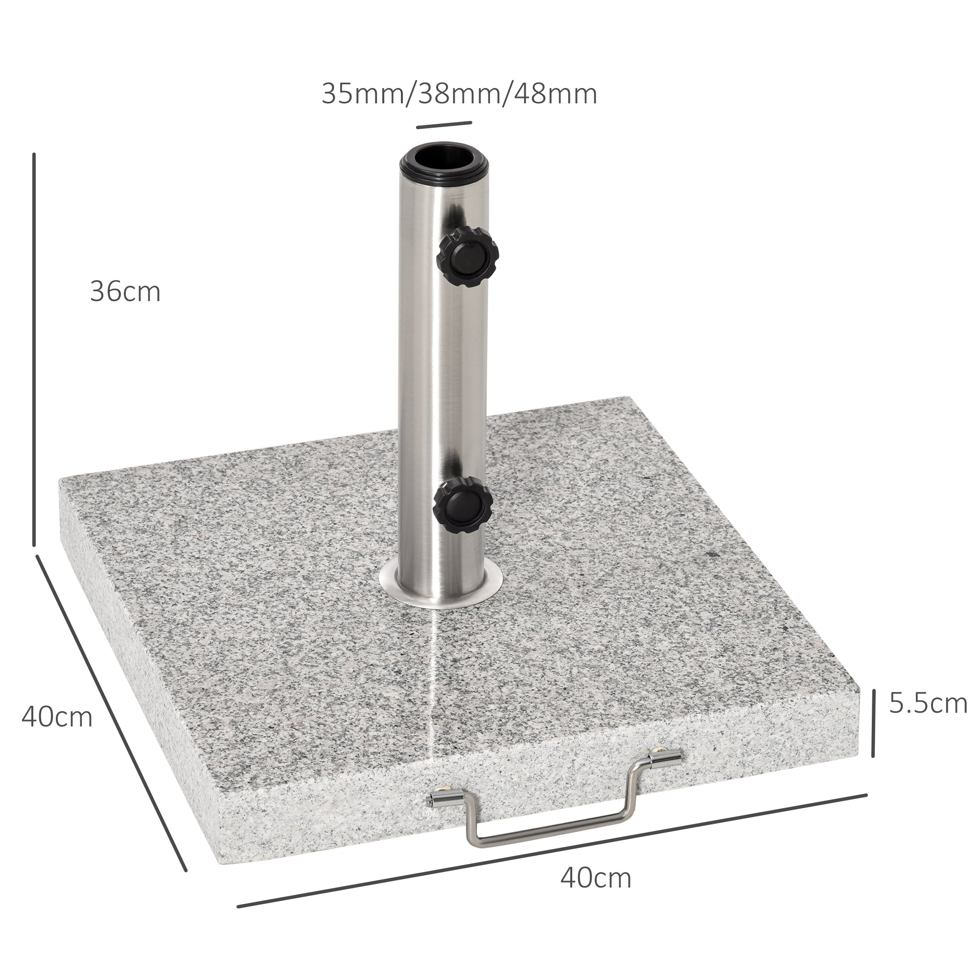 Outsunny 25kg Garden Umbrella Base Durable Parasol Holder Patio Furniture Outdoor Sunshade Marble Stand 