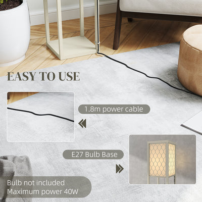 HOMCOM Three-Shelf Standing Lamp - Oak/White 