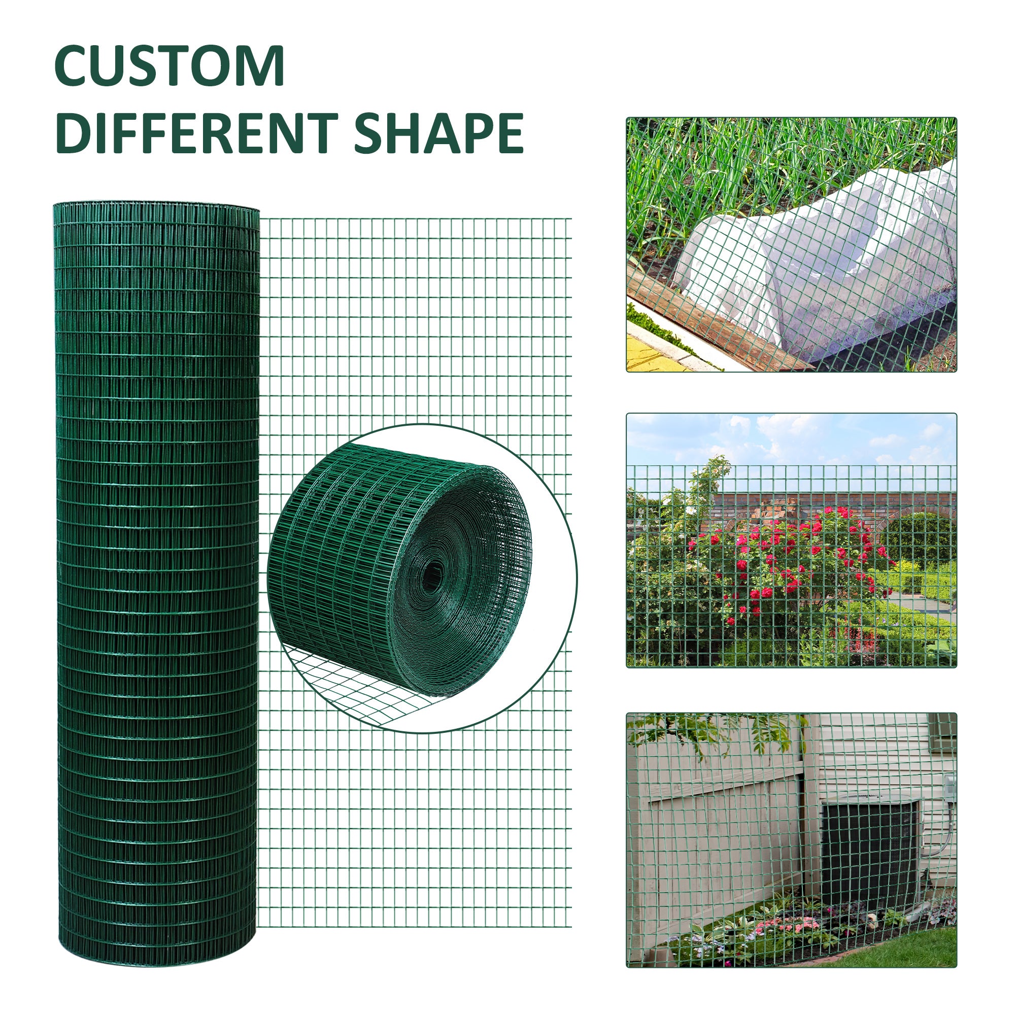 Pawhut PVC Coated Welded Wire Mesh Fencing Chicken Poultry Aviary Fence Run Hutch Pet Rabbit 30m Dark Green 