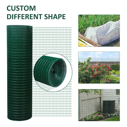 Pawhut PVC Coated Welded Wire Mesh Fencing Chicken Poultry Aviary Fence Run Hutch Pet Rabbit 30m Dark Green 