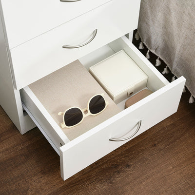 HOMCOM Three-Drawer Simple Bedside Table - White 