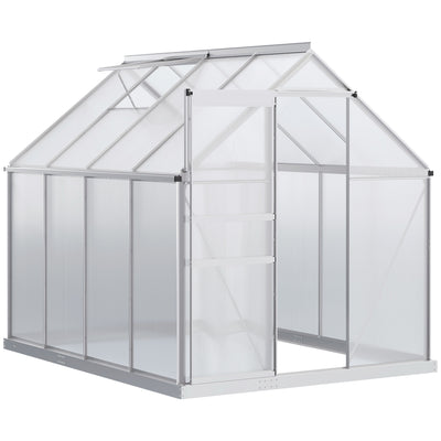 Outsunny 190 x 253 cm Walk-In Polycarbonate Greenhouse - Silver-Tone 