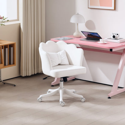 HOMCOM Velvet-Feel Petal Back Office Chair - White 