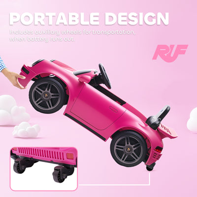 AIYAPLAY Licensed RUF CTR 2017 Electric Car for Kids, with Remote Control, Soft Start, MP3 Player, LED Lights, Pink 