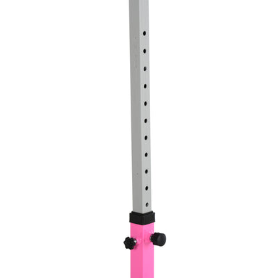 HOMCOM Height Adjustable Gymnastics Horizontal Bar for Kids, Children Junior Kip High Bar Fitness, Pink 