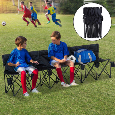 Outsunny 6 Seater Folding Camping Chair with Cup Holder & Carry Bag - Black 