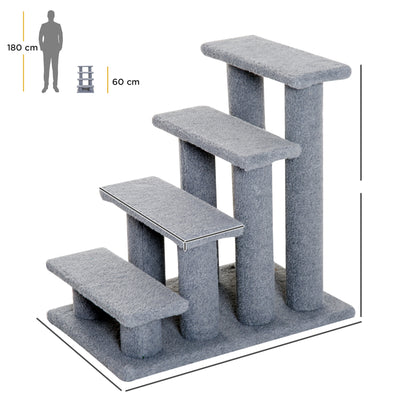 PawHut Dog Steps for Bed 4 Step Pet Stairs for Sofa Dog Cat Climb Ladder 63x43x60 cm Grey 