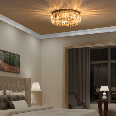HOMCOM Crystal Ceiling Lights Set of 2, Modern Flush Chandeliers with Stainless Steel Base, Pendant Lights for Living Room Bedroom Dining Room, Silver Tone 