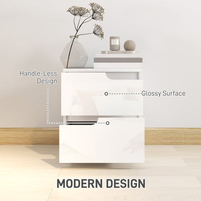 HOMCOM High Gloss Bedside Table - White 