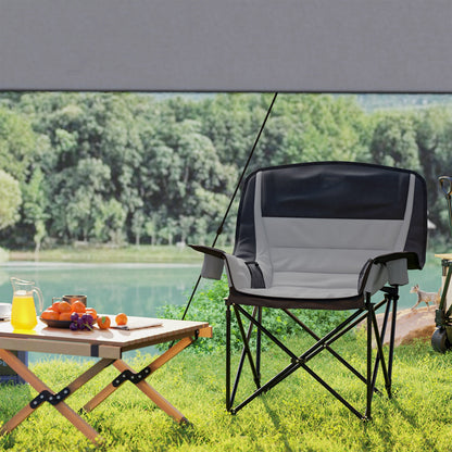 Outsunny Portable Padded Camping Chair, with Bag - Black/Grey 