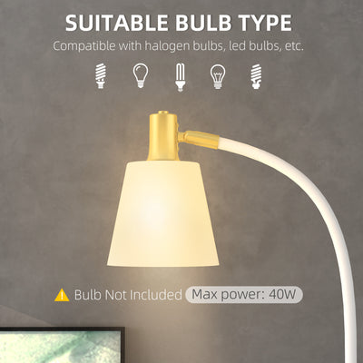 HOMCOM Floor Lamp for Living Room, Spotlight Reading Standing Lamp with Adjustable Height, Rocker on/off Switch, Indoor Task Lighting for Bedroom, Office,  White (Bulb not Included) 