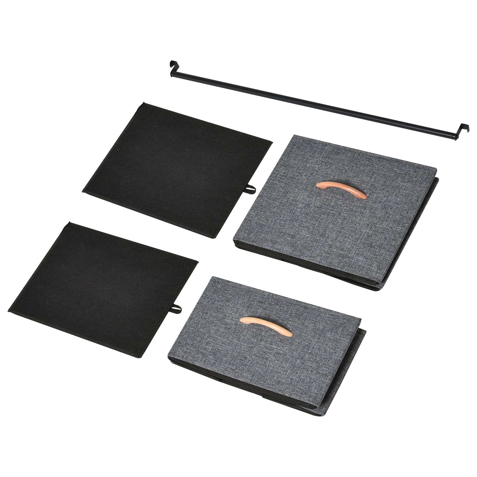 HOMCOM Chest of Drawers with Coat rack Steel Frame 5 Drawers  Bedroom Hallway Home Furniture Black Brown 