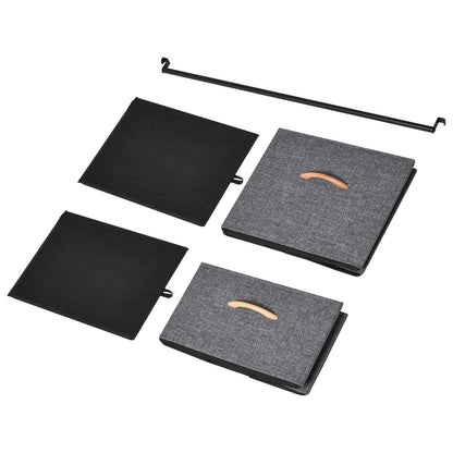 HOMCOM Chest of Drawers with Coat rack Steel Frame 5 Drawers  Bedroom Hallway Home Furniture Black Brown 