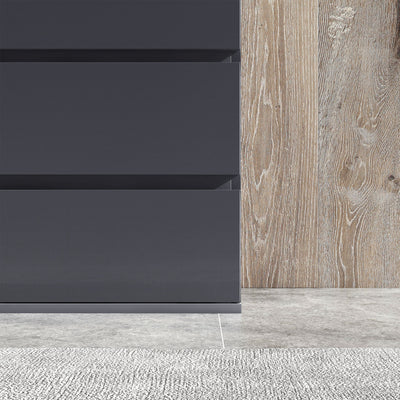 HOMCOM 5-Drawer Modern Dresser, High Gloss Storage Drawer Unit for Bedroom, Grey 