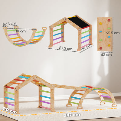 AIYAPLAY 9 in 1 Toddler Climbing Frame with Ramp, Slide, Arch, Ladder, Blackboard for 18-48 Months 