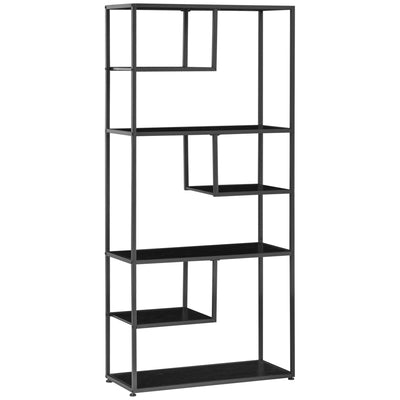 HOMCOM Industrial Accent Display Rack 7 Tier Bookcase, Display Rack for Living Room, Office, Bedroom, Black 