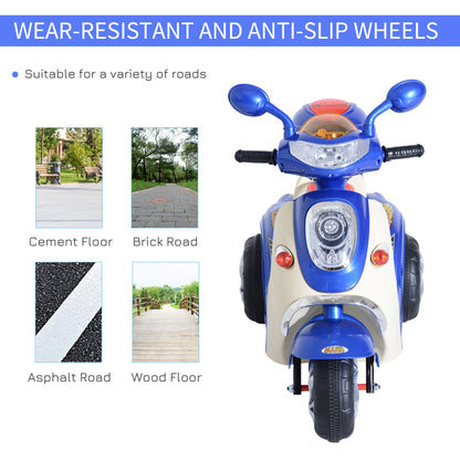 HOMCOM Kids Electric Ride On Toy Car 6V Electric Motorbike with Chargeable Battery Headlight and Music for 3-5 Years - Blue 