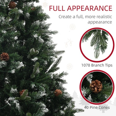 HOMCOM 6ft LED Pre-Lit Artificial Christmas Tree, with Base 