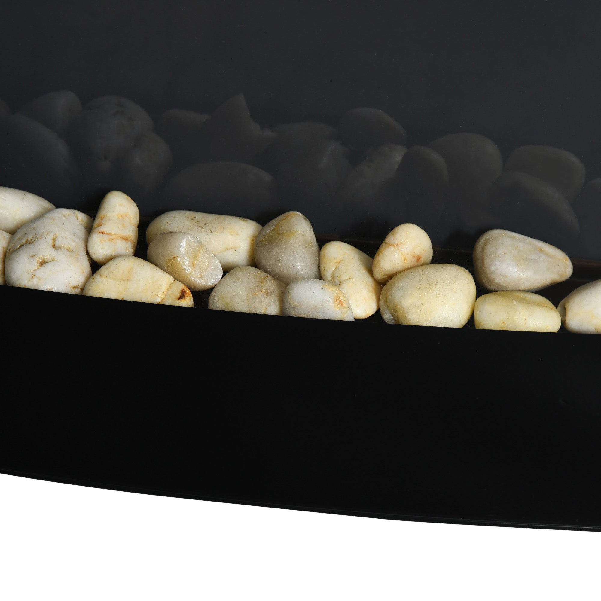 HOMCOM Led Wall Mounted Fireplace Curved Glass Electric Fire Place Fire Place 7 Colour Side Lights Slimline, 1000/2000W, 89.2cm x 48cm 