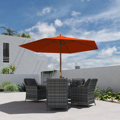Outsunny 2.5m Wood Garden Parasol Sun Shade Patio Outdoor Wooden Umbrella Canopy Orange 