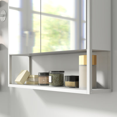 HOMCOM Bathroom Mirror Cabinet with Soft-Close Doors and Adjustable Shelf - White 