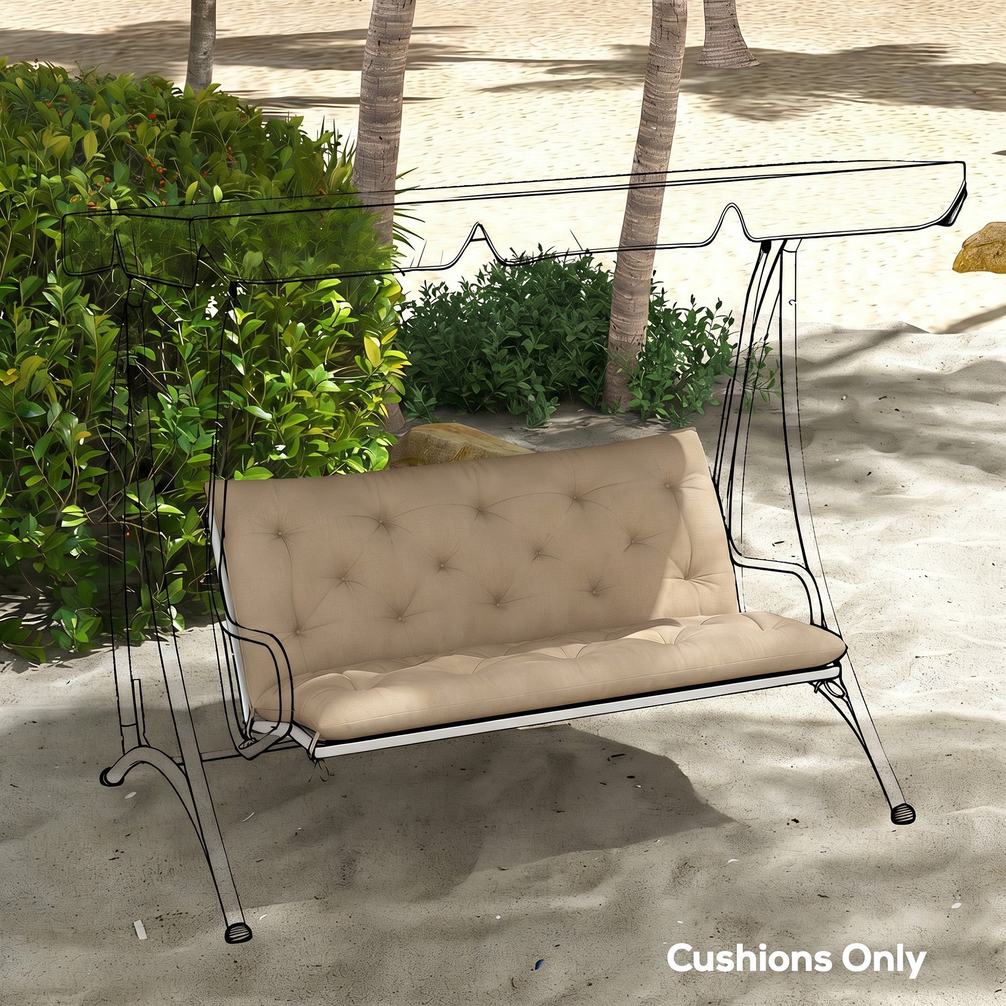 Outsunny Garden Bench Cushion, 2 Seater Swing Chair Cushion, Seat Pad with Ties for Indoor and Outdoor Use, 110 x 120 cm 