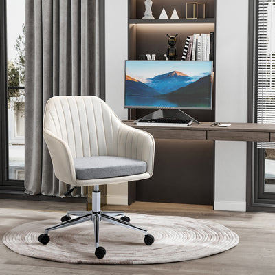 Vinsetto Home Office Chair Comfortable Computer Desk Chair Swivel Task Chair with Golden Base, Vanity Chair for Teens Adults Bedroom, Beige 