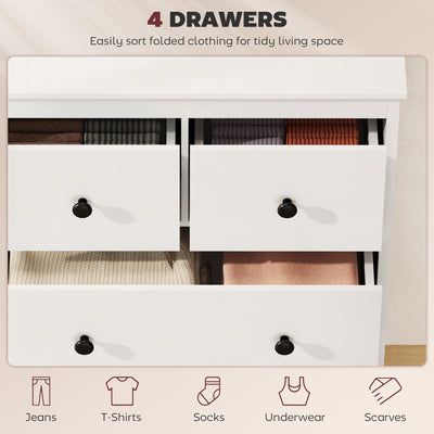 HOMCOM Modern Chest of Drawers, 4 Drawer Dresser Clothes Storage Organiser for Living Room, Hallway, Entryway, White 
