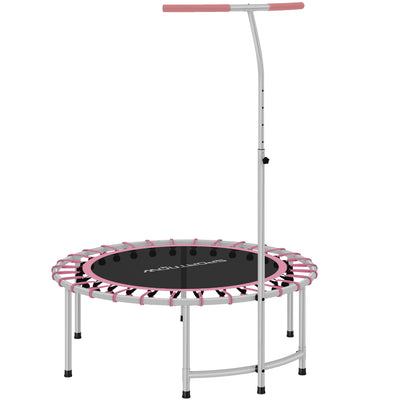 SPORTNOW 40" Fitness Trampoline, Mini Rebounder Trampoline for Adults with 5-Level Adjustable Handle, Indoor Exercise Bungee Rebounder, Max Load 100KG, Pink 