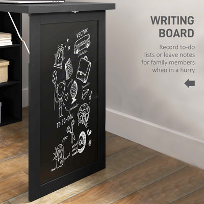 HOMCOM Three-Part Work Desk, with Storage and Chalkboard - Black 