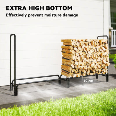 Outsunny Firewood Rack with Waterproof Cover, Heavy Duty Metal Log Store Indoors, Log Storage Holder for Outdoor Indoor Fireplace, 200 x 36 x 99 cm, Dark Green 