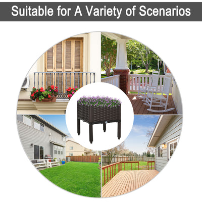 Outsunny Set of 1 26L Garden Raised Bed Elevated Patio Flower Plant Planter Box PP Vegetables Planting Container, Brown 