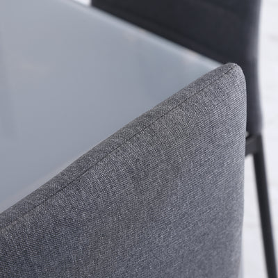 HOMCOM High Back Dining Chairs Modern Upholstered Linen-Touch Fabric Accent Chairs with Metal Legs for Kitchen, Set of 4, Grey 