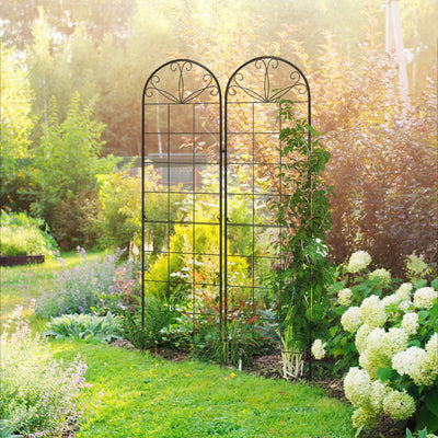 Outsunny Metal Trellis Set of 2, Garden Trellis for Climbing Plants Support Frames, Grid Design 