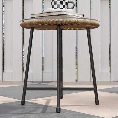 Outsunny 3 Pieces Rattan Bistro Set, Wicker Small Garden Table and Chairs Set with Cushions and Glass Top Coffee Table, Bistro Garden Furniture Set for Outdoor, Patio, Balcony, Natural 