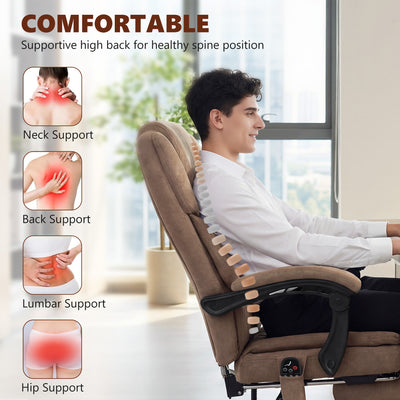 HOMCOM Office Chair with 6-Point Vibration Massage and Heat, Executive Computer Desk Chair with High Back, Reclining, Brown 