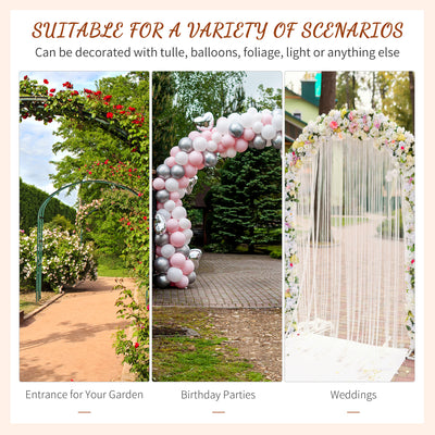 Outsunny 210cm Decorative Metal Garden Trellis Arch with Durable Steel Tubing & Elegant Scrollwork, Great for Weddings, Dark Gre 