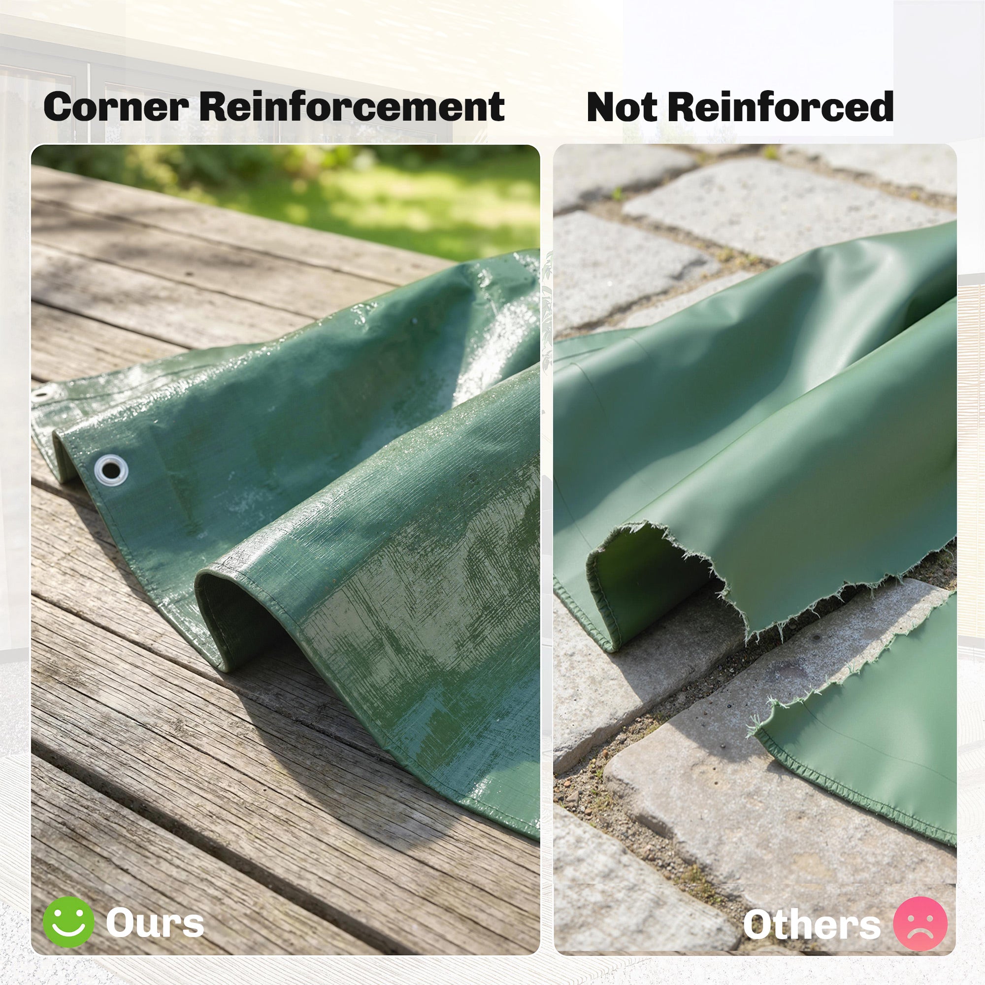 Outsunny 3 x 4m Waterproof Tarpaulin, 90GSM Tear-Resistant PE Tarp with Reinforced Grommets, UV Protected Cover 